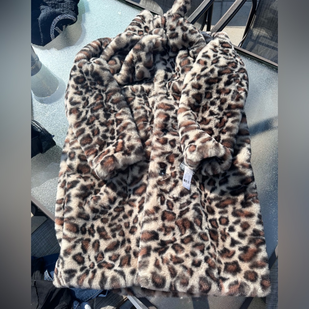 Faux Fur Leopard Print Coat